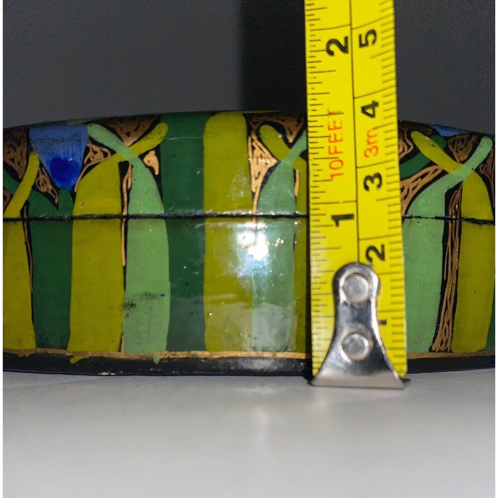 Hand Painted Wooden Box Irises Gold And Green Design - Picture 10 of 10